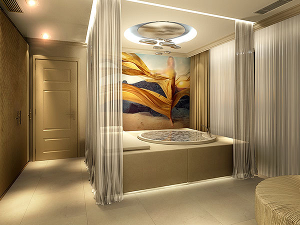 Design for integral renewal of of the interior of a private villa in Palm Jumeirah, Dubai. In collaboration with Albina Hartner.